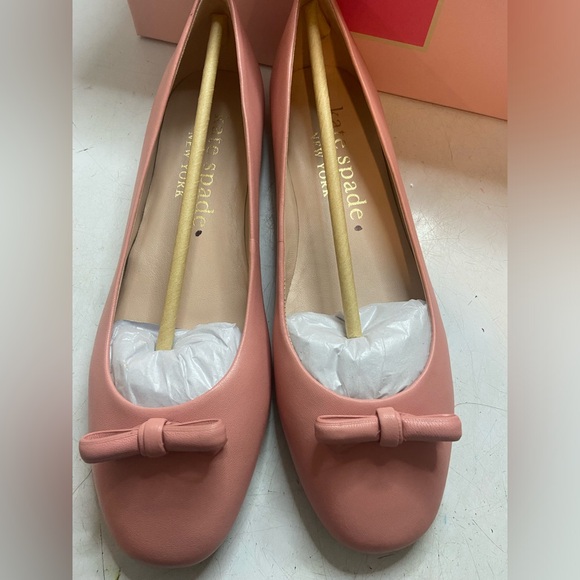 New kiersten bow flirty rose kate spade flats Maryjane leather pink slip on - Picture 4 of 4